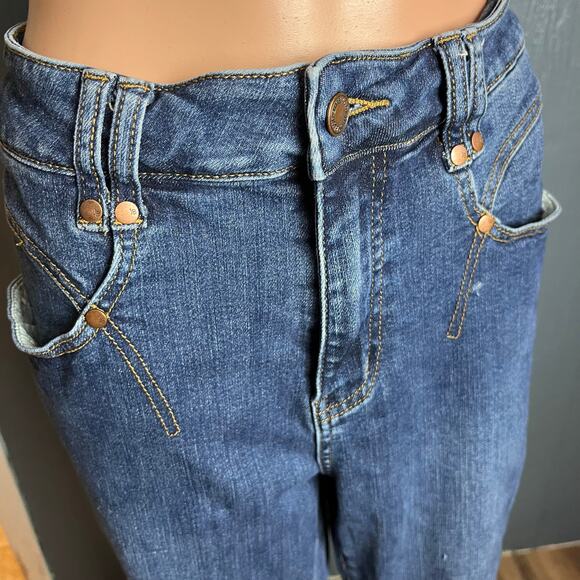 Judy Blue Cropped Jeans 14W Straight Leg Slit Hem Western Coastal Cowgirl - Picture 3 of 8